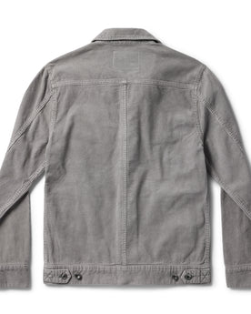 flatlay of The Long Haul Jacket in Steeple Grey Cord, shown from back, Outerwear by Taylor Stitch