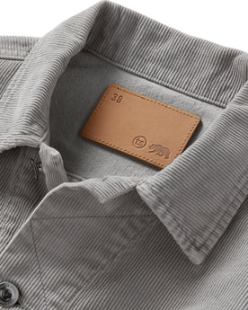 material shot of the collar on The Long Haul Jacket in Steeple Grey Cord, Outerwear by Taylor Stitch