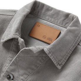 material shot of the collar on The Long Haul Jacket in Steeple Grey Cord