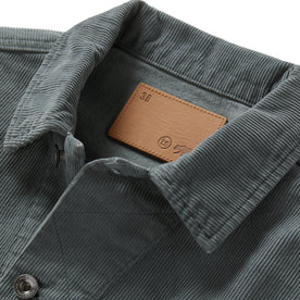 material shot of the collar in The Long Haul Jacket in Storm Cord