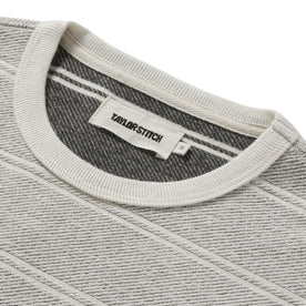 material shot of the collar on The Morgan Crewneck in Ash Stripe