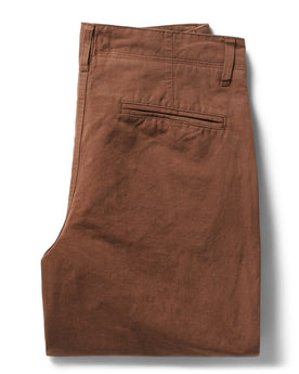 folded flatlay of the back of The Morse Pant in Mahogany Slub, Bottoms by Taylor Stitch