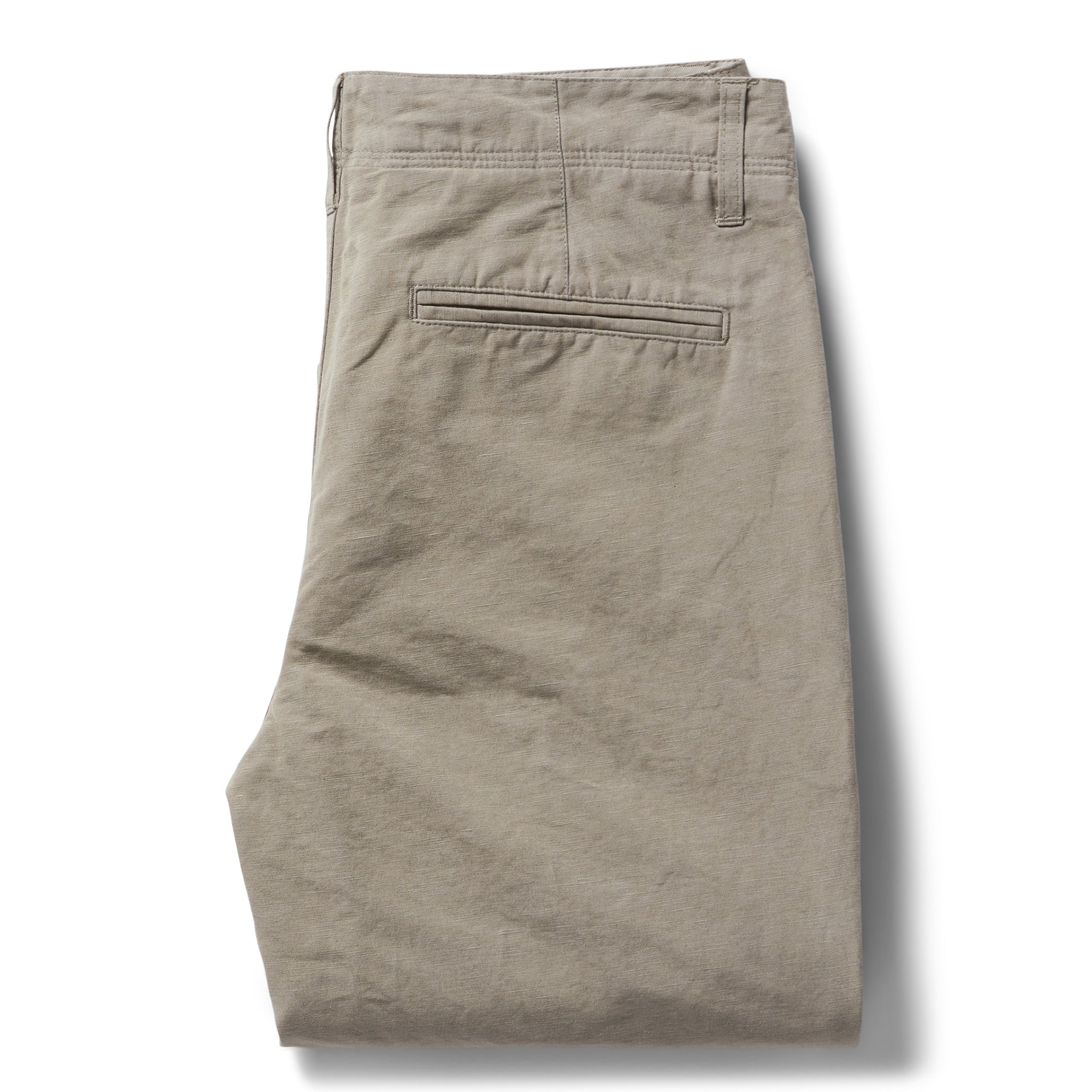 flatlay of the back of The Morse Pant in Oyster Slub, Bottoms by Taylor Stitch