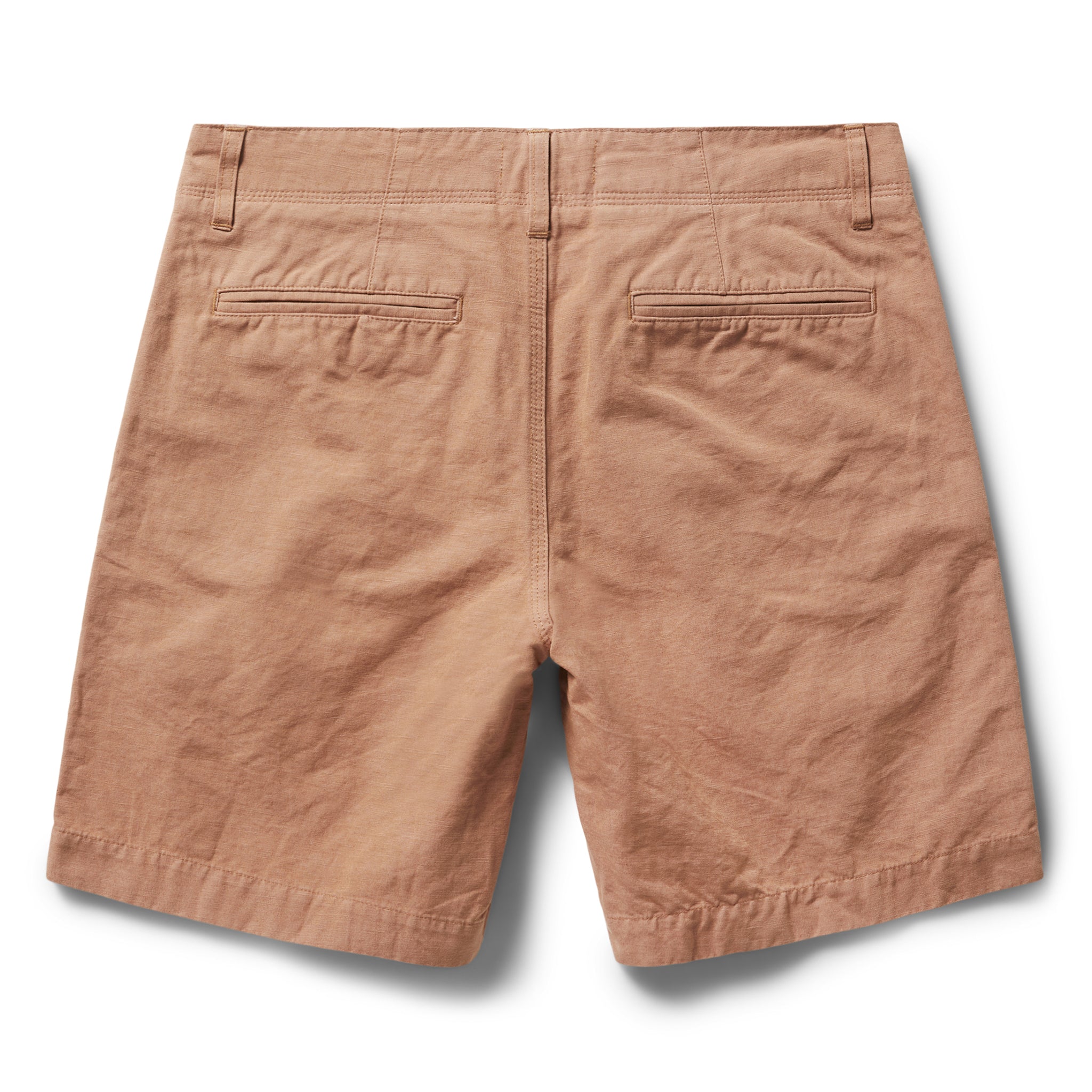 flatlay of The Morse Short in Dried Acorn Slub, shown from the back, Bottoms by Taylor Stitch
