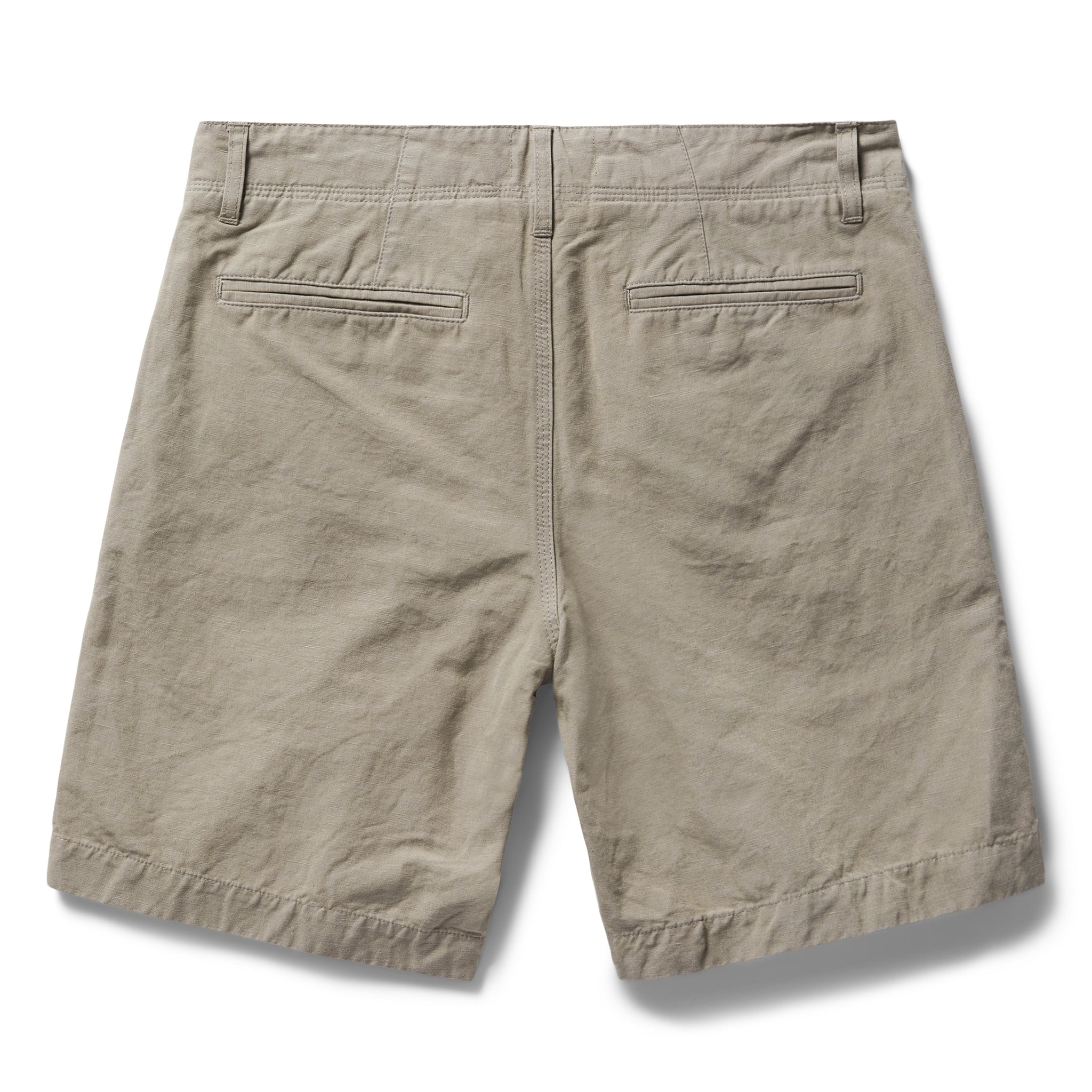 flatlay of The Morse Short in Oyster Slub, shown from the back, Bottoms by Taylor Stitch