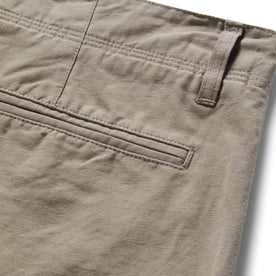 material shot of the back pocket of The Morse Short in Oyster Slub