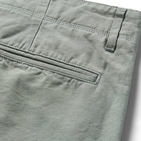 material shot of the back pocket on The Morse Short in Slate Slub