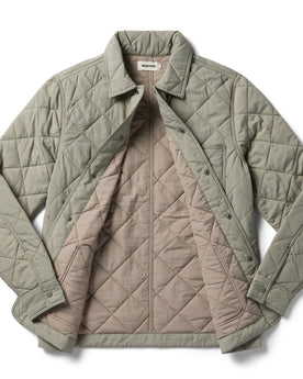 flatlay of The Ojai Jacket in Sagebrush Diamond Quilt open, Outerwear by Taylor Stitch