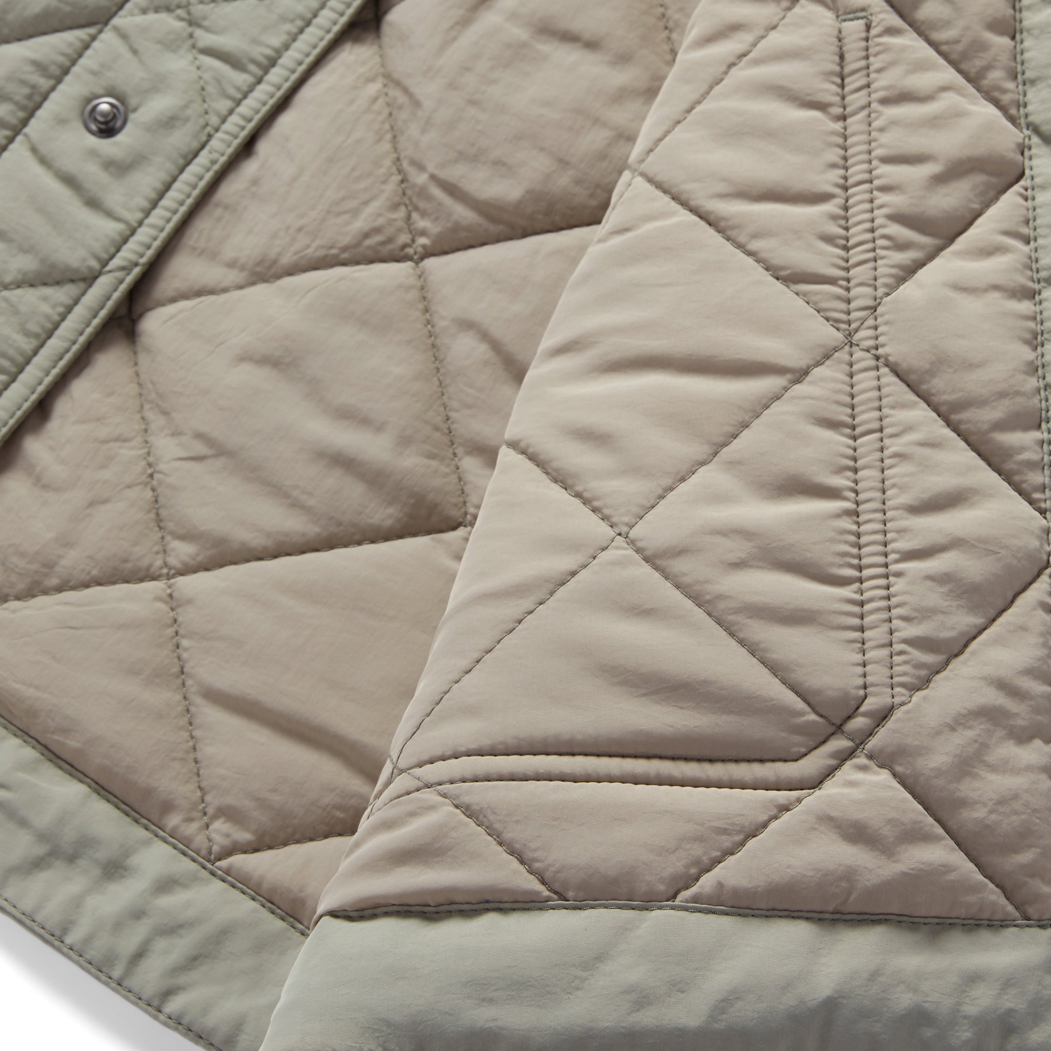 material shot of the interior on The Ojai Jacket in Sagebrush Diamond Quilt, Outerwear by Taylor Stitch