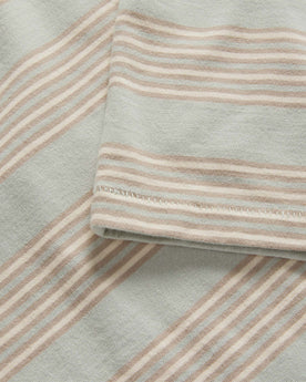 material shot of the sleeves on The Organic Cotton Tee in Seafoam Stripe, Knits by Taylor Stitch