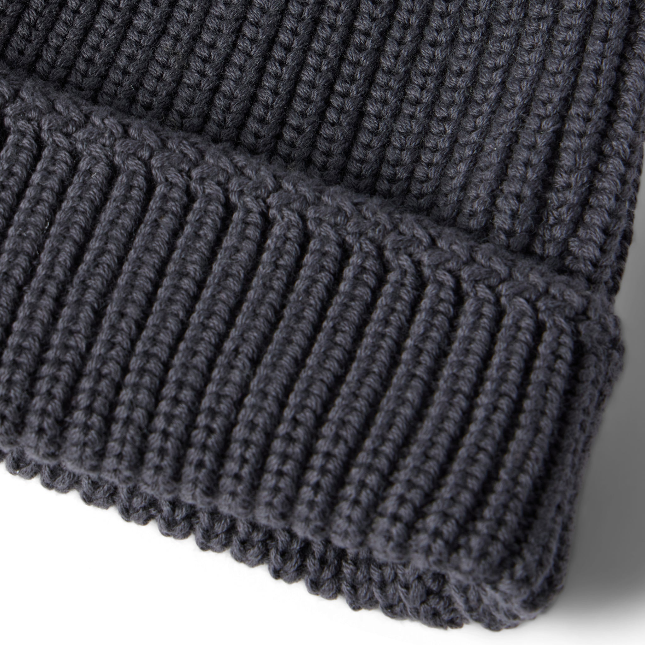material shot of the rib on The Rib Beanie in Granite, Accessories by Taylor Stitch