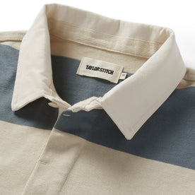 material shot of the collar on The Rugby Shirt in Storm Stripe