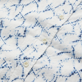 material shot of the buttons on The Short Sleeve California in Deep Navy Crackle