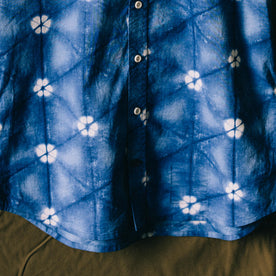 Close up of the pattern on The Short Sleeve Jack in Deep Navy Floral