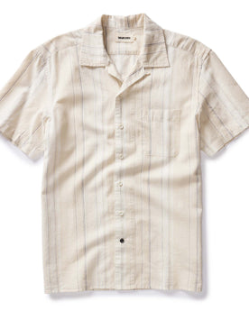 flatlay of The Short Sleeve Hawthorne in Fog Stripe, Wovens by Taylor Stitch