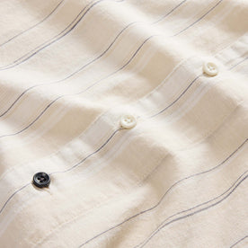 material shot of the buttons on The Short Sleeve Hawthorne in Fog Stripe, Wovens by Taylor Stitch