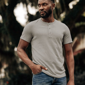 The Short Sleeve Heavy Bag Henley in Fog - featured image