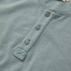 material shot of the buttons on The Short Sleeve Heavy Bag Henley in Slate
