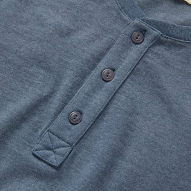 material shot of the buttons on The Short Sleeve Heavy Bag Henley in Storm