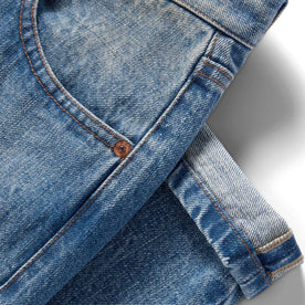 material shot of the selvage cuffs on The Slim Jean in Fletcher Wash Organic Selvage