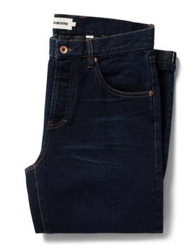 flatlay of The Slim Jean in Wallace Wash Organic Selvage folded, Bottoms by Taylor Stitch