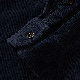 material shot of the cuffs on The Utility Shirt in Dark Navy Crepe Cord