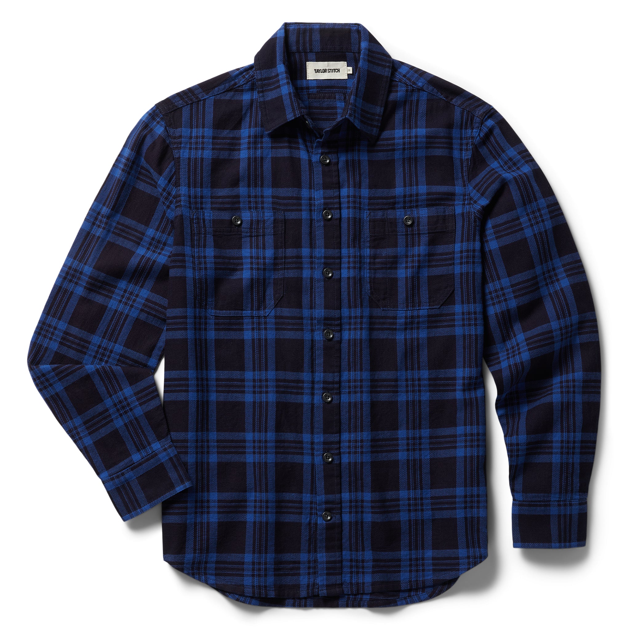 flatlay of The Utility Shirt Rinsed Indigo Plaid, Wovens by Taylor Stitch