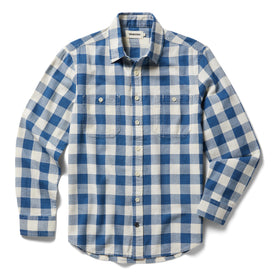 flatlay of The Utility Shirt in Sun Bleached Indigo Check