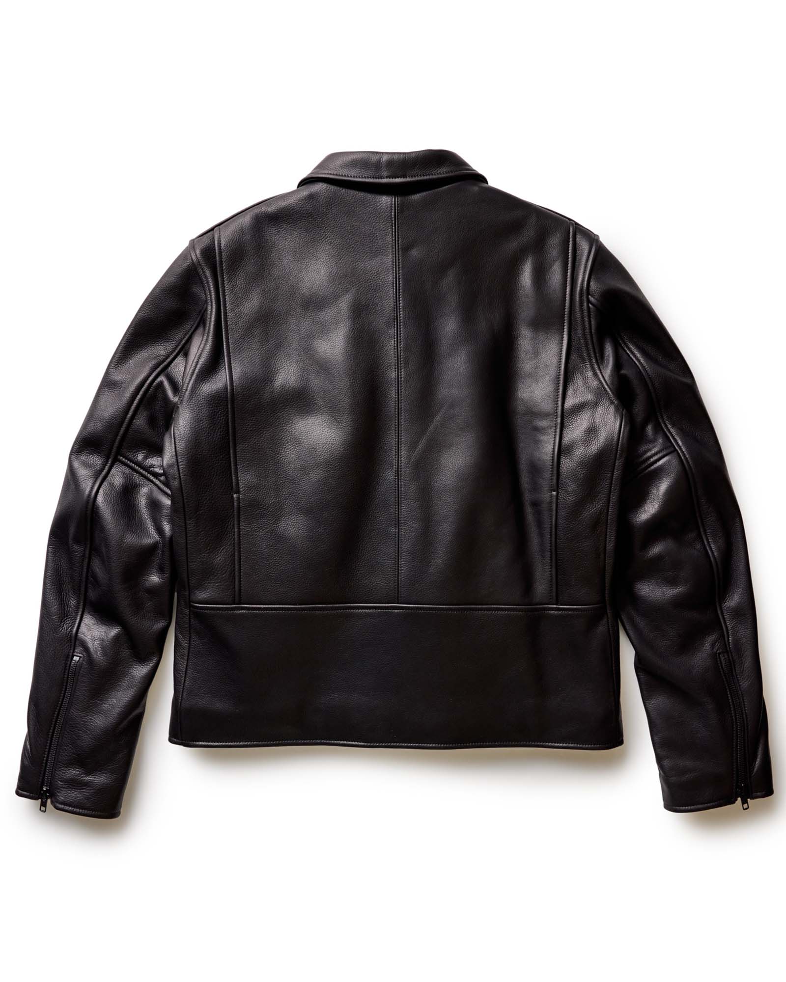 material shot of the inner pocket of The Moto Jacket in Black Steerhide, Outerwear by Taylor Stitch