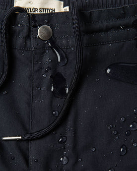 material shot of water on front fly and waistband, Shorts by Taylor Stitch