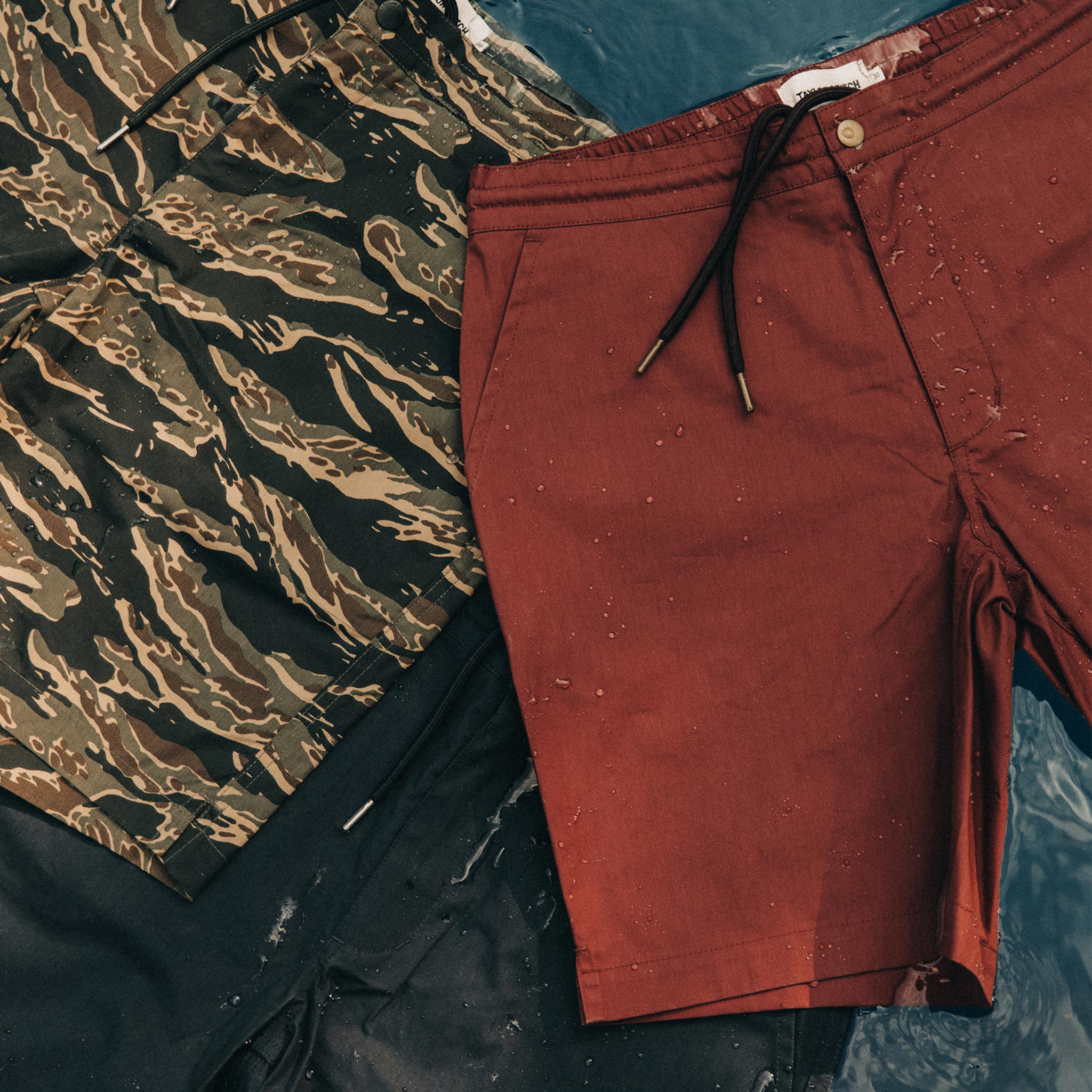 material shot of water beading, Shorts by Taylor Stitch