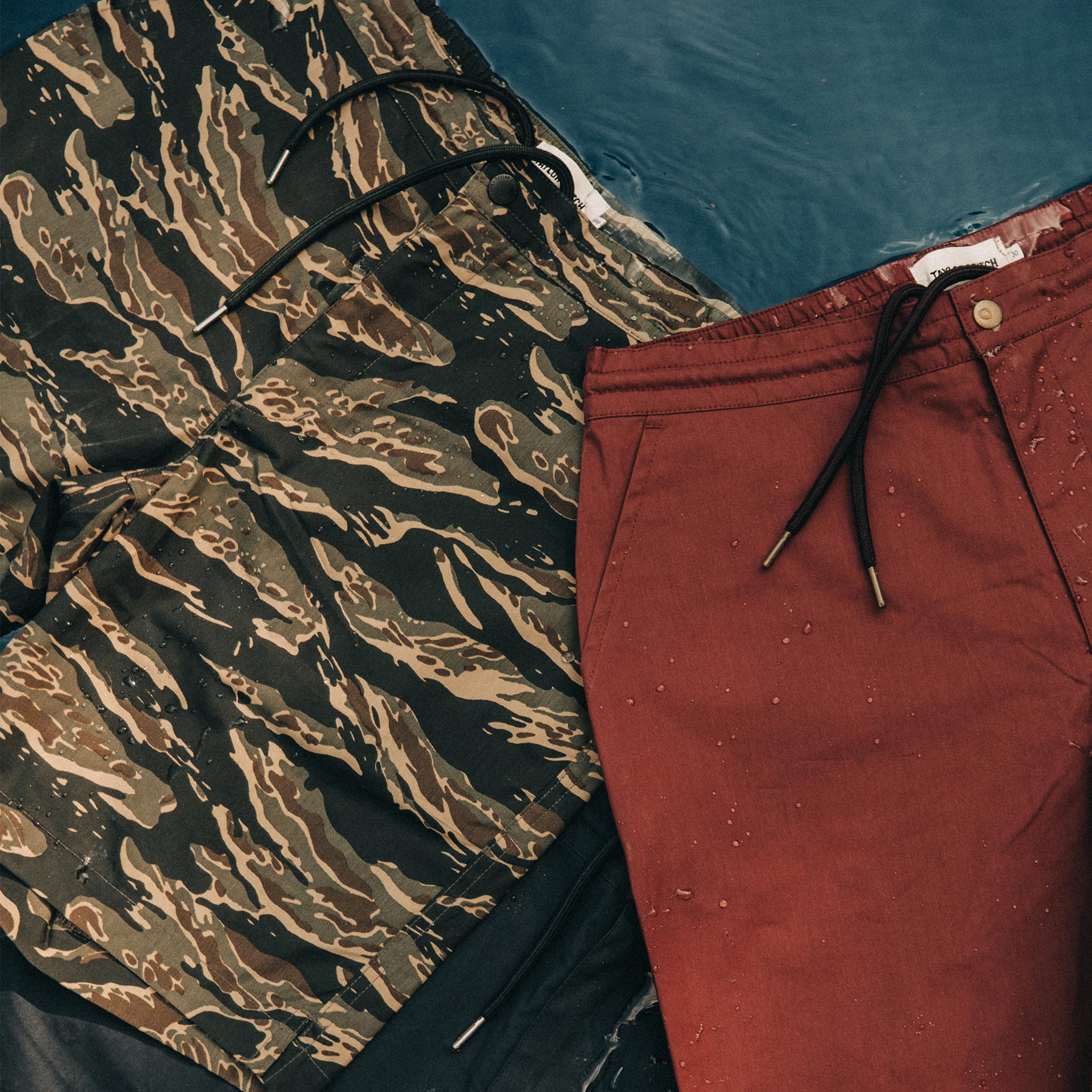 material shot of water beading, Shorts by Taylor Stitch