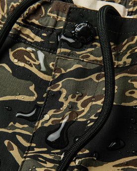 material shot of water on front fly and waistband, Shorts by Taylor Stitch