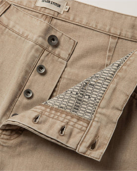 material shot of fly, Bottoms by Taylor Stitch