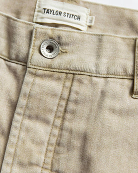 material shot of button, Bottoms by Taylor Stitch