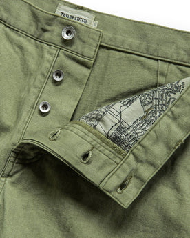 material shot of fly, Bottoms by Taylor Stitch