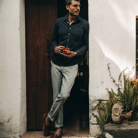 The Easy Pant in Navy Linen Herringbone - featured image