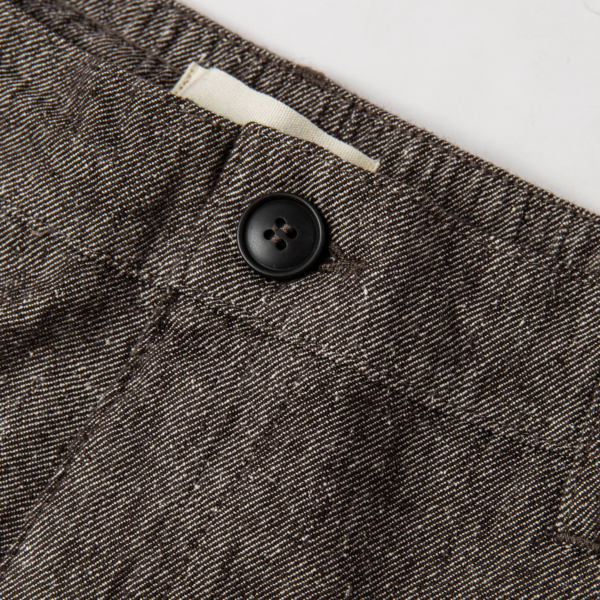 material shot of button, Bottoms by Taylor Stitch