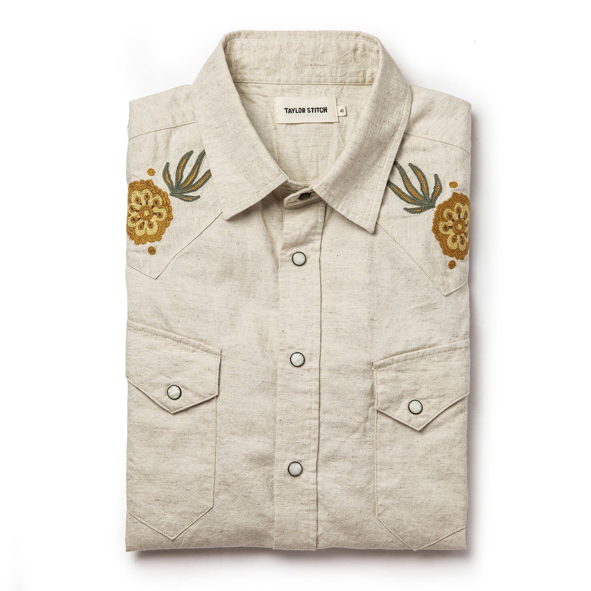 The Embroidered Short Sleeve Western in Natural: Alternate Image 9, Wovens by Taylor Stitch