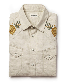 The Embroidered Short Sleeve Western in Natural: Alternate Image 9, Wovens by Taylor Stitch