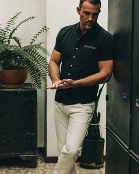 The Short Sleeve Hawthorne in Navy and Natural: Alternate Image 1, Wovens by Taylor Stitch