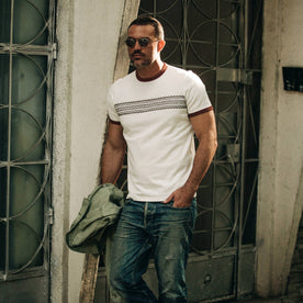 The Heavy Bag Tee in Canyon Embroidered Stripe - featured image