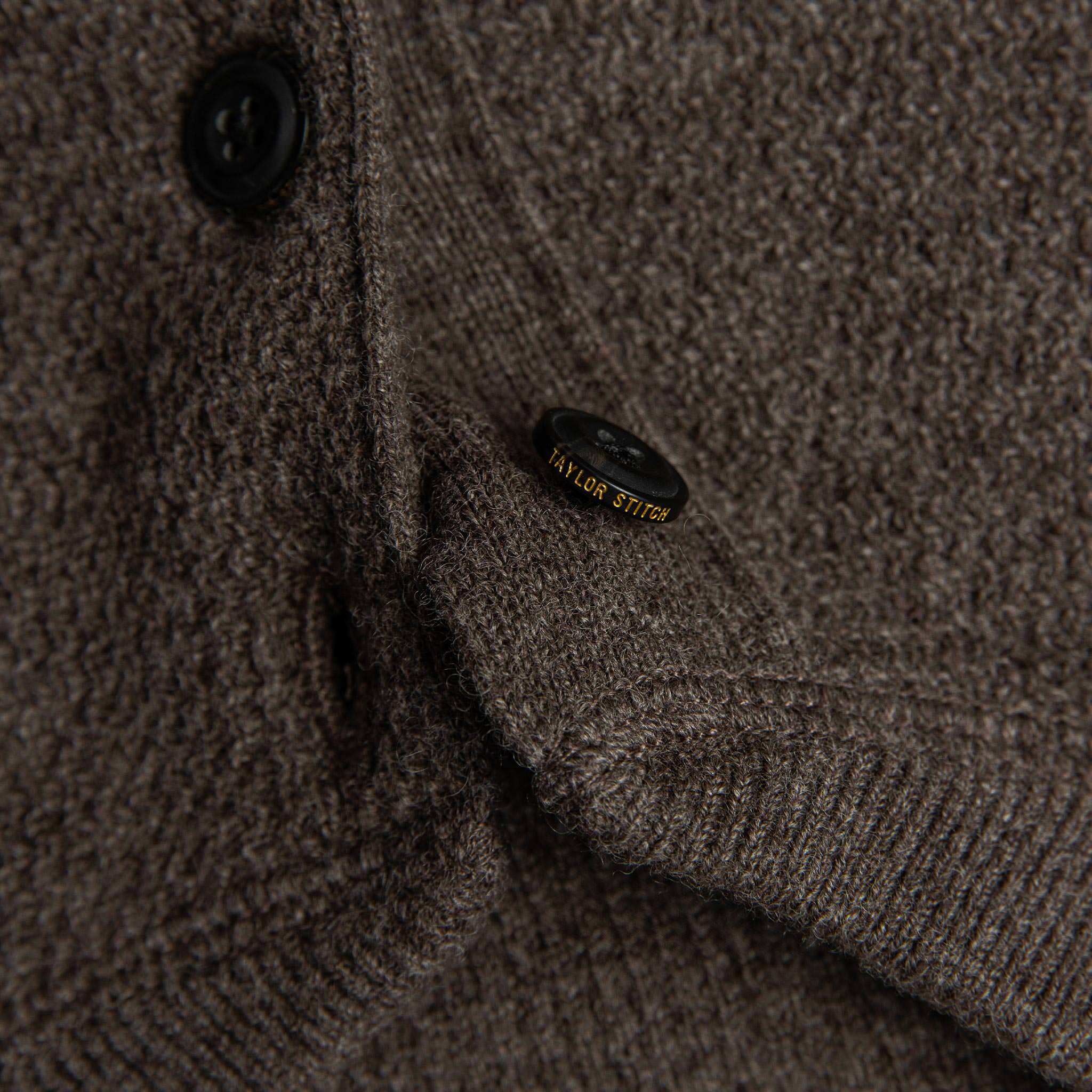 material shot of button detail, Knits by Taylor Stitch