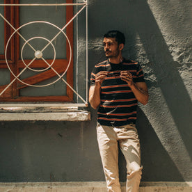 The Organic Cotton Tee in Coal and Rust Stripe - featured image
