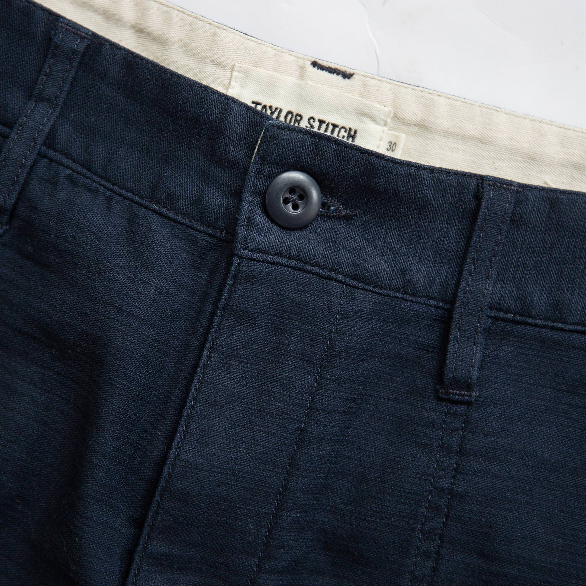 material shot of button, Shorts by Taylor Stitch