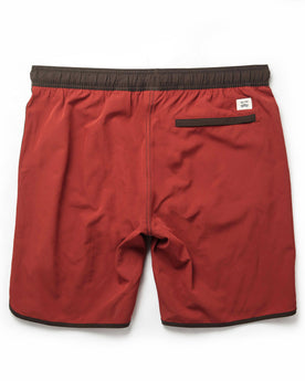 flatlay of The Anchor Trunk in Red Clay, shown from the back, Bottoms by Taylor Stitch