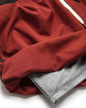 material shot of the BreezeKnit liner on The Anchor Trunk in Red Clay, Bottoms by Taylor Stitch