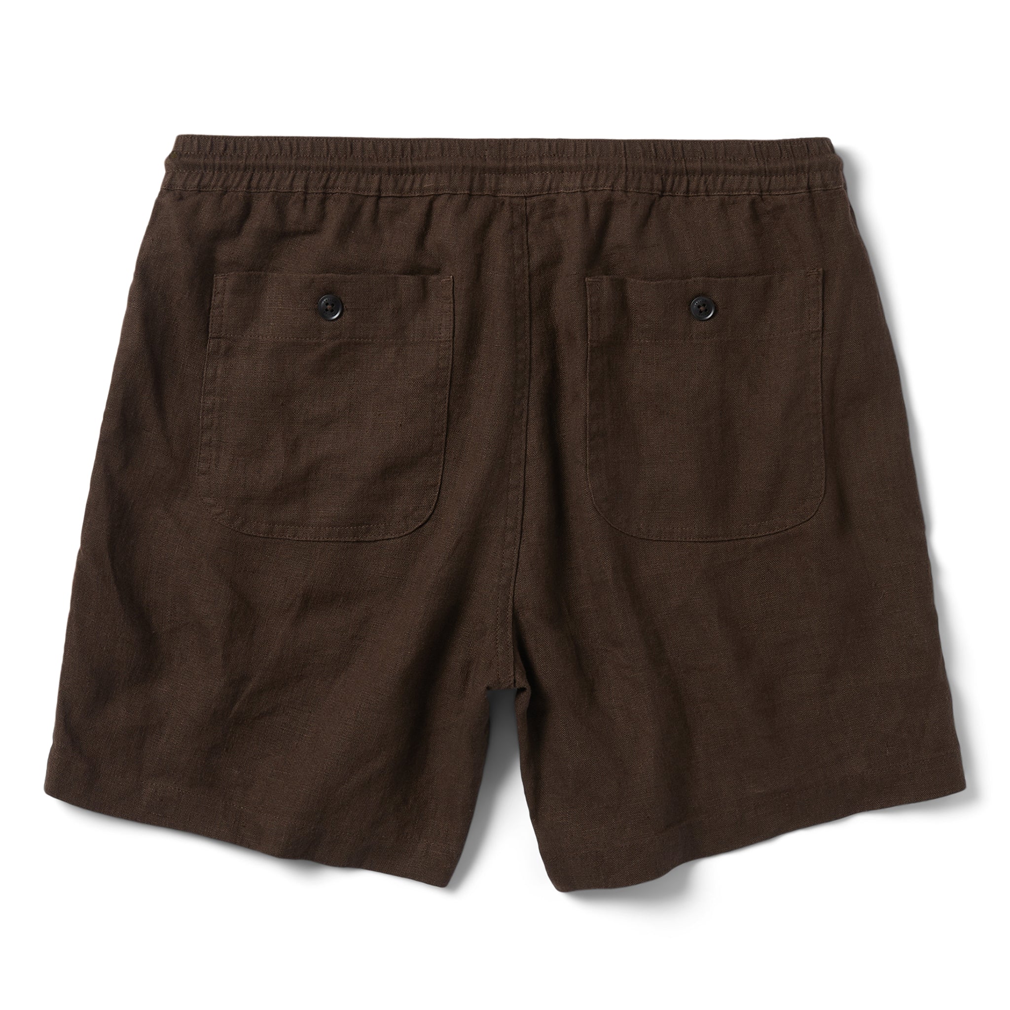 flatlay of The Apres Short in Espresso Hemp, shown from the back, Shorts by Taylor Stitch