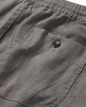 material shot of the rear pocket on The Apres Short in Ash Hemp, Shorts by Taylor Stitch