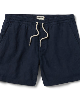 flatlay of The Apres Short in Navy Hemp, Shorts by Taylor Stitch